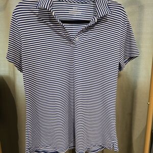 Vineyard Vines Women's Striped Button Down Shirt - Navy and White